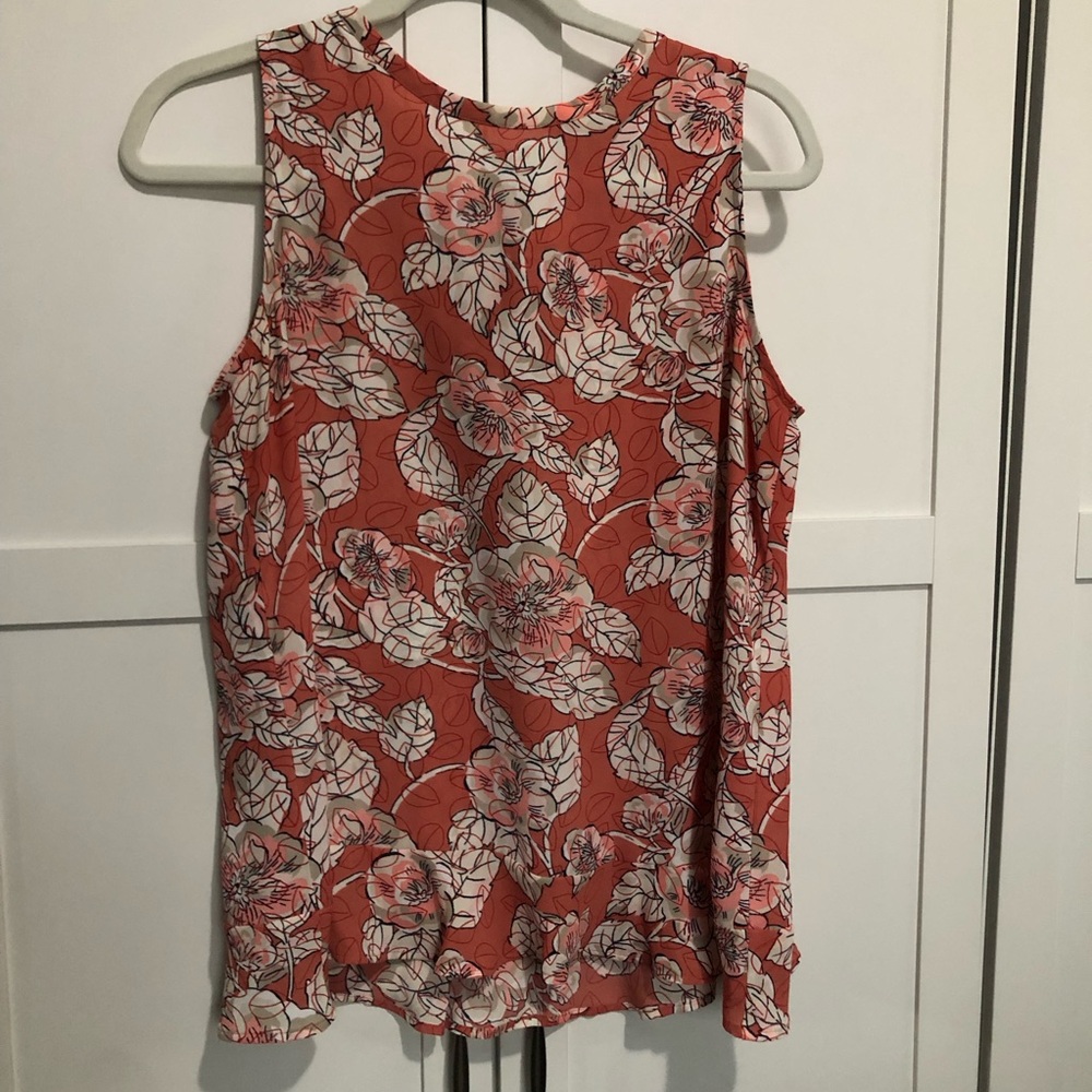 LOFT Floral Sleeveless Top - coral